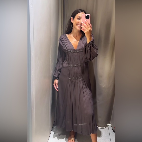 ZARA BEADED EMBROIDERED ZW COLLECTION DRESS - Picture 1 of 9